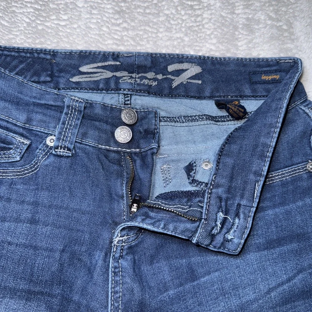 Seven7 'Legging' Jeans Size 4 Womens Blue Stretch Denim Flap‎ Back Pockets Rayon